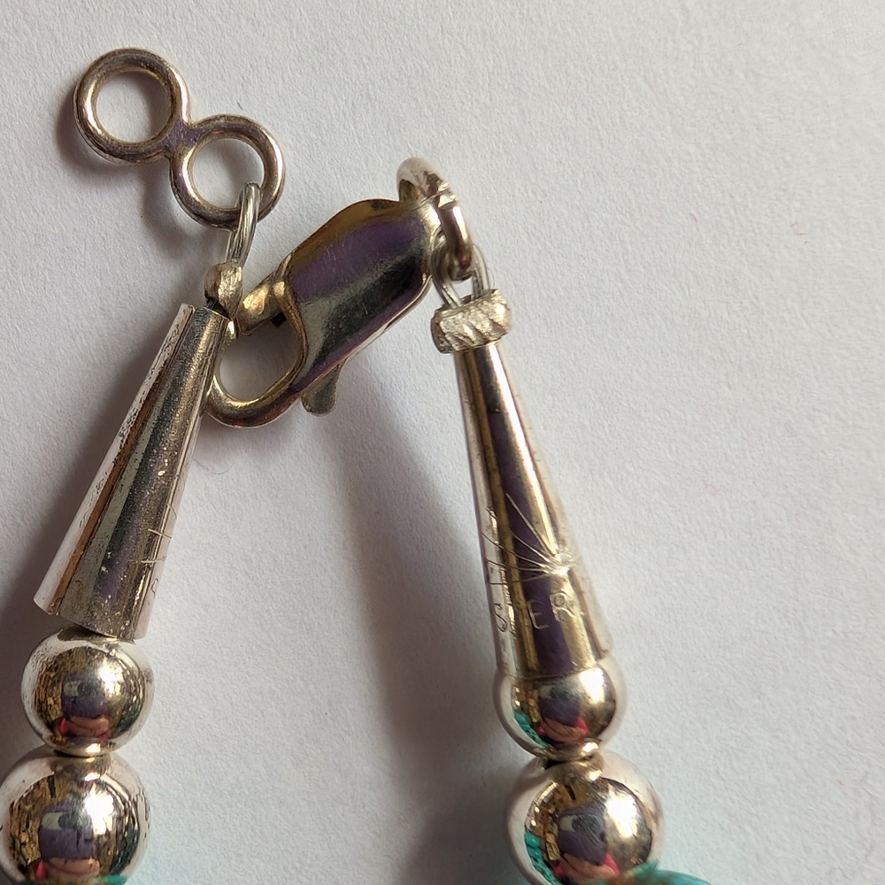 Sterling Silver, Turquoise, Tiger Eye And (I Believe) Carnelian Necklace - Picture 2 of 4